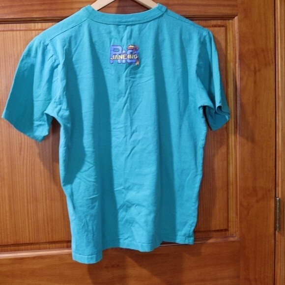 Rio De Janeiro Teal Green Cropped Tshirt Travel Tourist Medium - Picture 4 of 7